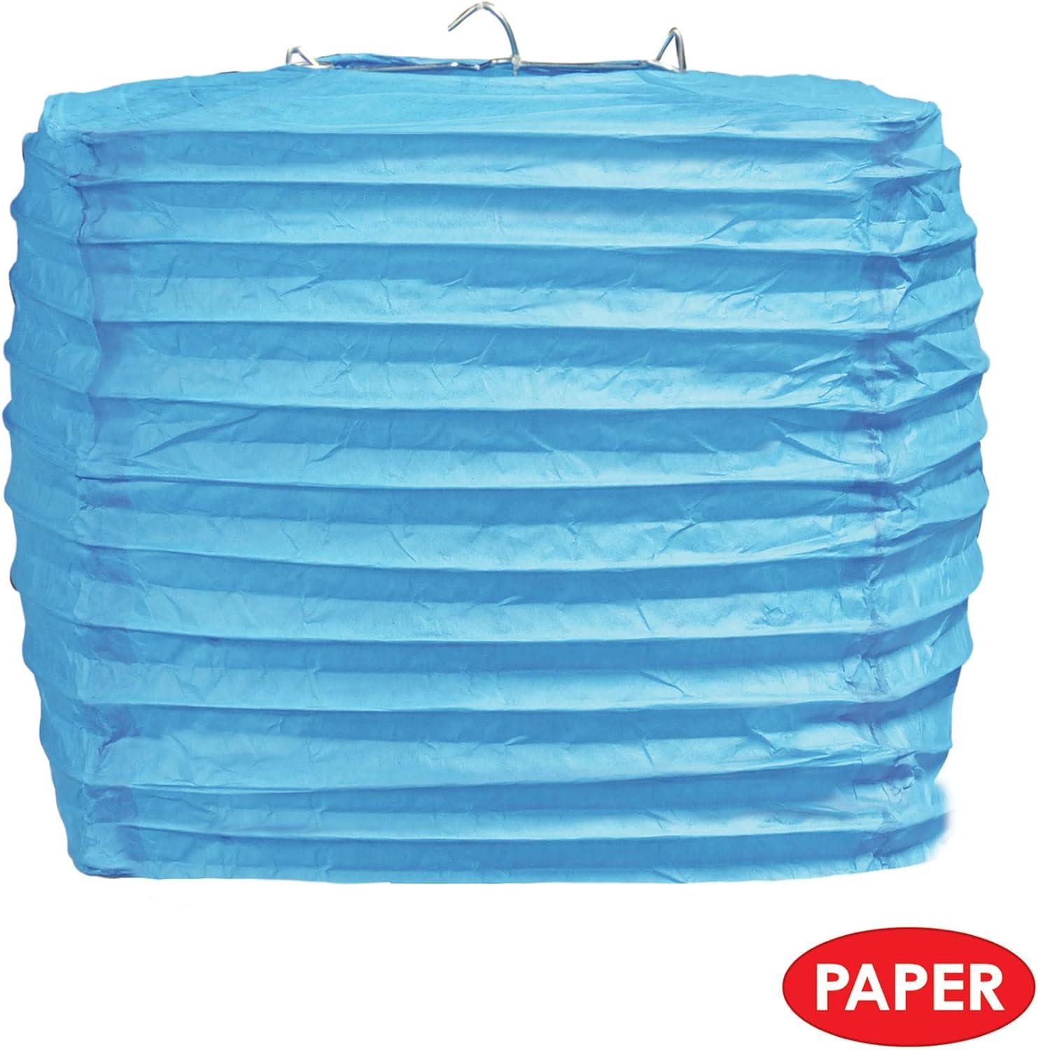 Turquoise Square Paper Lanterns with Metal Supports