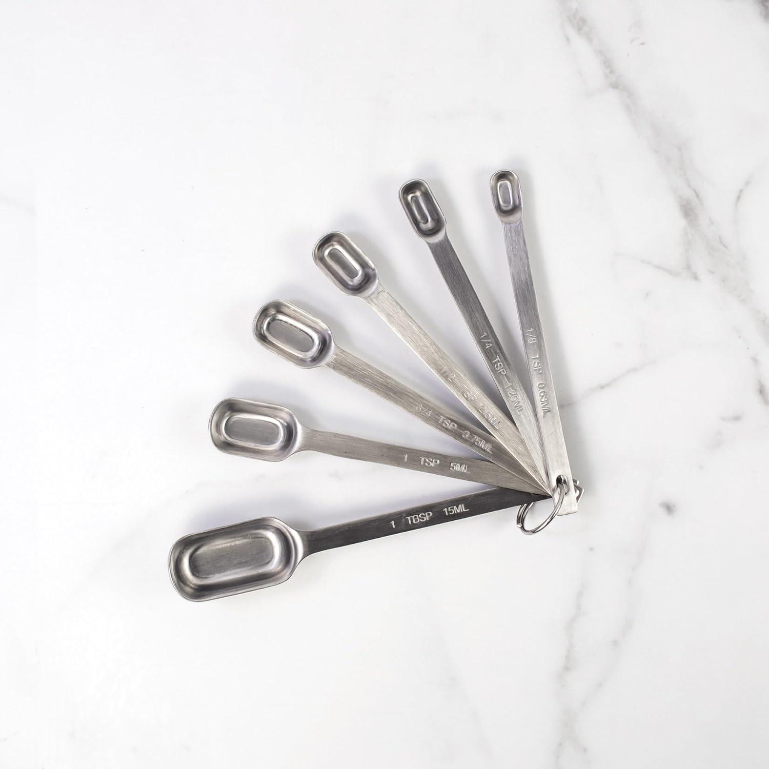 Stainless Steel Narrow Spice Measuring Spoons Set of 6