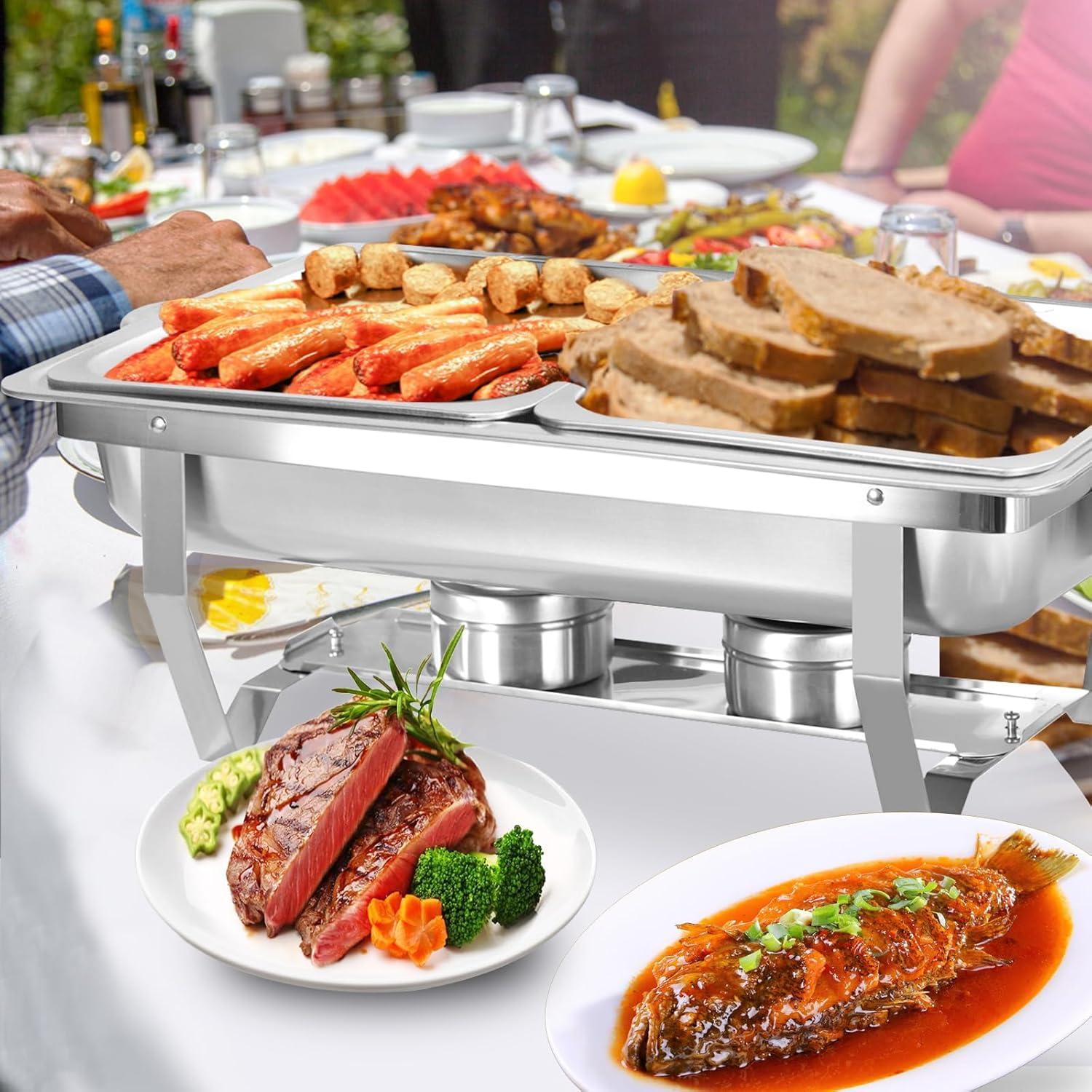 The Party Aisle™ Chafing Dishes For Buffet 4 Pack, 8 Qt Stainless Steel Chafers And Buffet Warmers Sets With Lid, Rectangle Serving Food Warmer Catering Supplies Buffet Display For Parties