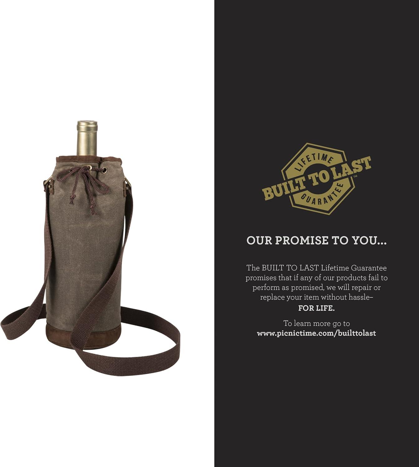 Waxed Canvas Single Bottle Insulated Tote Bag