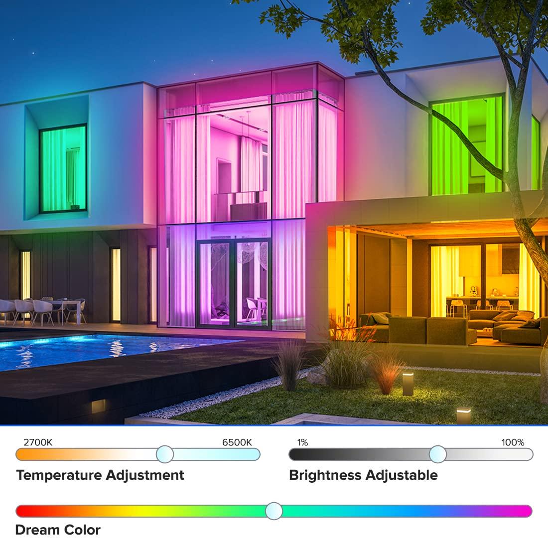 BTF-LIGHTING RGBCCT 5 Colors in 1 LED 5050SMD RGBWW RGB+Dimmable Tunable Color Temperature 2700K-6500K 16.4ft 60LEDs/m 300LEDs DC24V Multi-Colored Tape Lights IP30 White PCB(No Adapter or Controller)