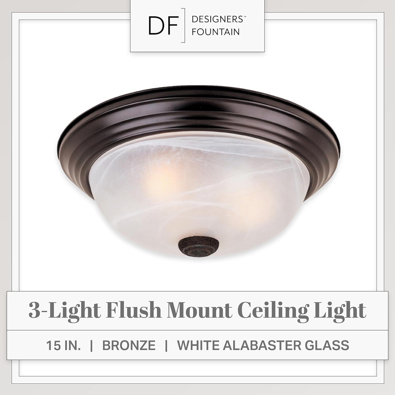 Designers Fountain 15 inch 3-Light Oil Rubbed Bronze Ceiling Flush Mount, 1257L-ORB-AL