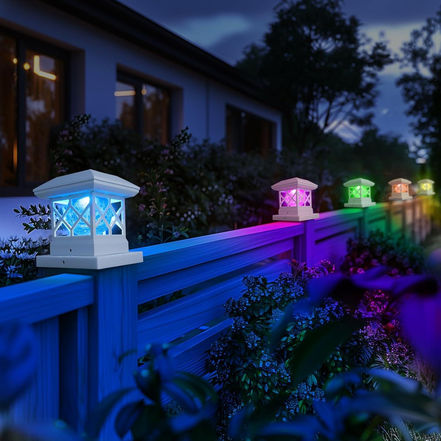 TWINSLUXES Solar Post Cap Lights Outdoor - Waterproof LED Fence Post Solar Lights for 3.5x3.5/4x4/5x5 Wood Posts in Patio, Deck or Garden Decoration 4 Pack