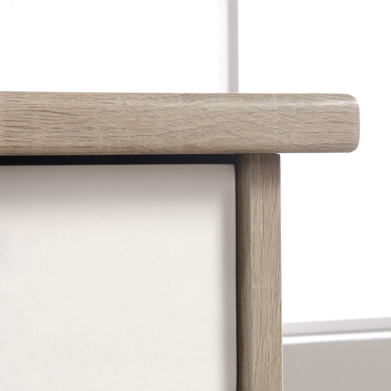 Sky Oak and White Executive Desk with Leather Drawer Pulls