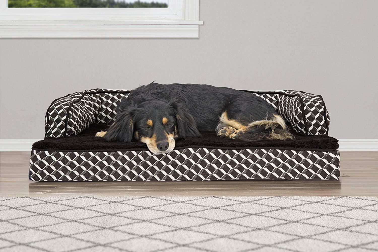 FurHaven Plush & Diamond Décor Comfy Couch Pet Bed