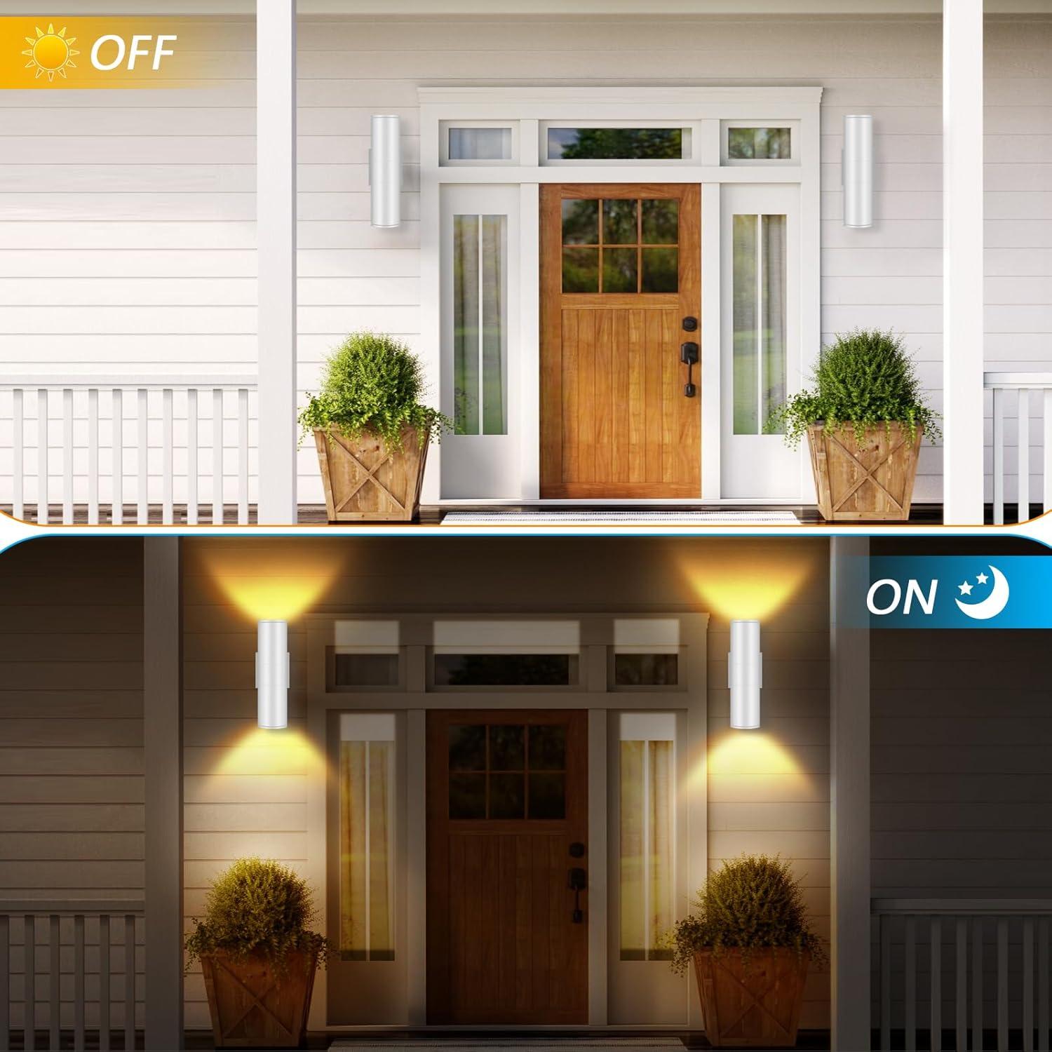 Outdoor Wall Light Fixtures: Cylinder Outdoor Wall Sconce Light - Aluminum Modern Exterior Wall Llights for Porch