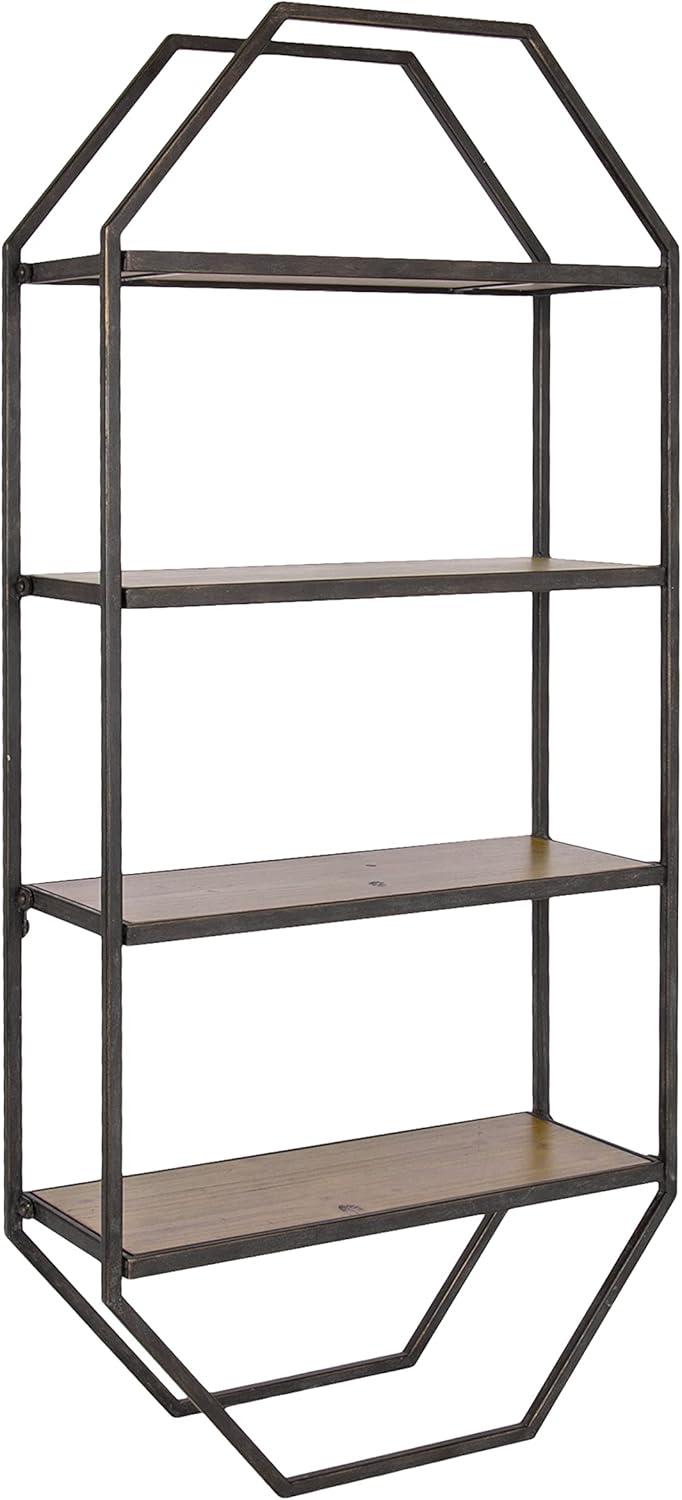 Kate and Laurel Adela Octagon Wood and Metal Shelf