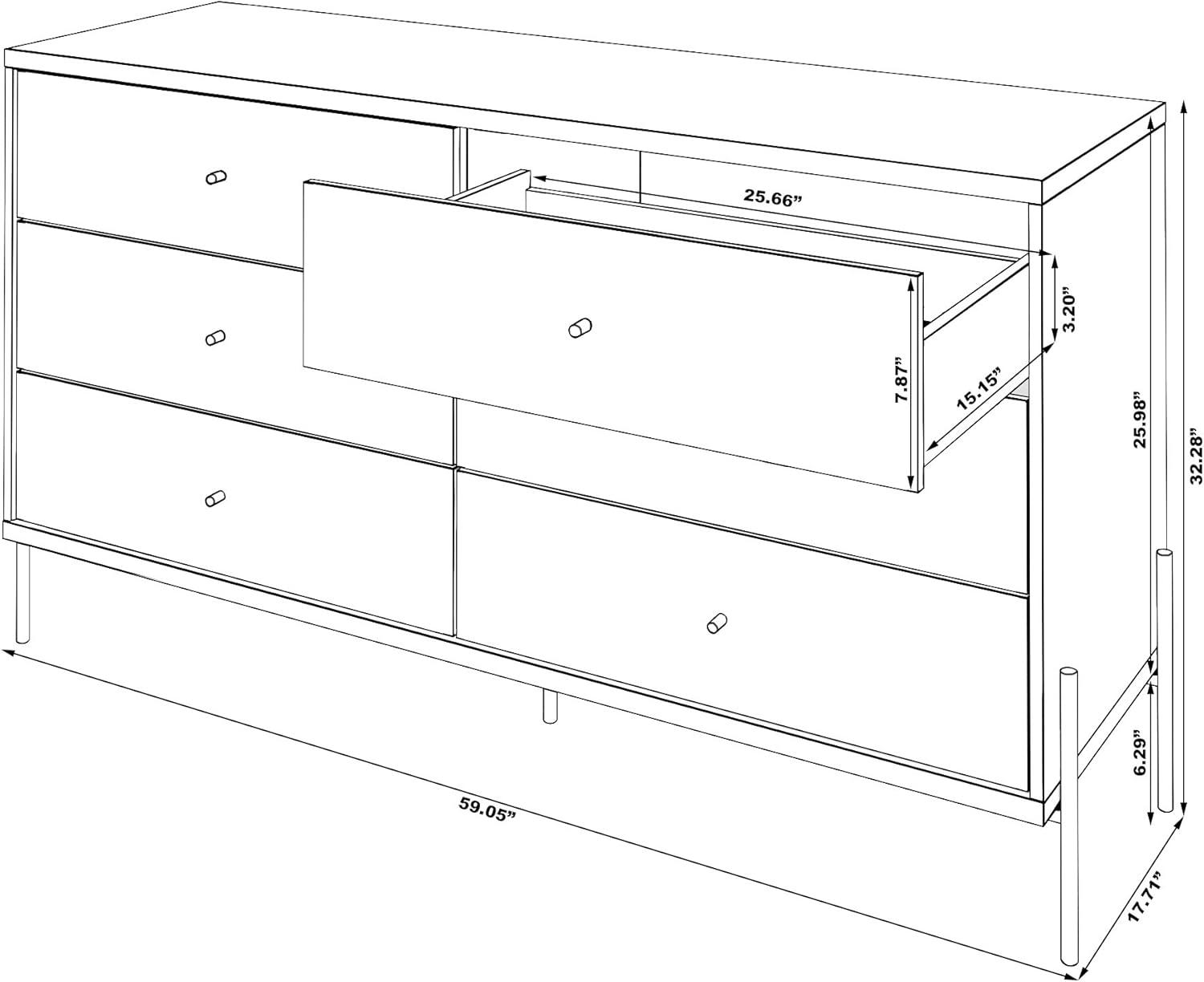 59" Joy Wide Double Dresser Red/Off-White - Manhattan Comfort