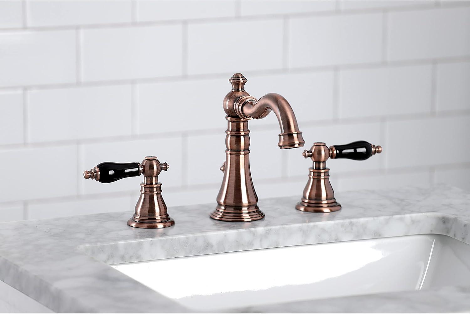 Duchess Antique Copper Widespread Bathroom Faucet with Porcelain Handles