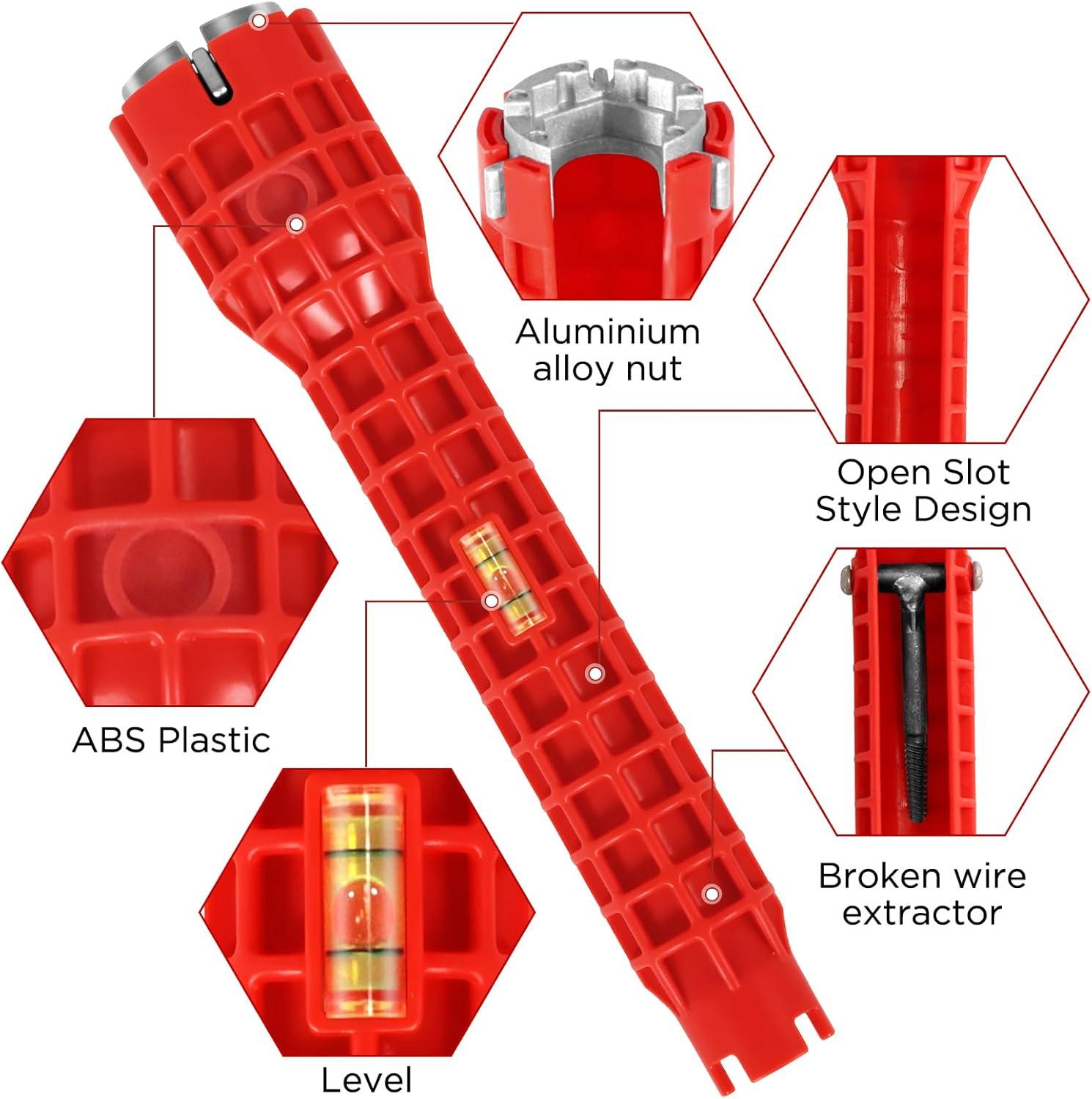 Forlivese 14-in-1 Multi-Function Basin Wrench,Faucet Installer and Sink Drain Nut Removal Tool,One-Way Plumbing Wrench for Tight Spaces