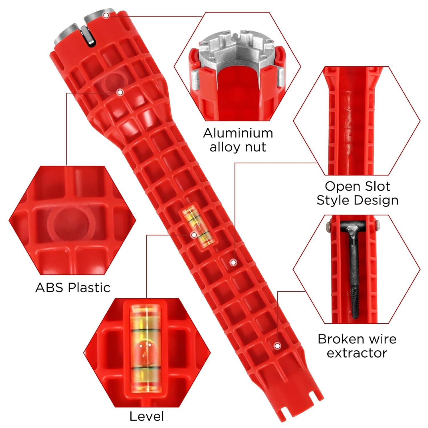 Forlivese 14-in-1 Multi-Function Basin Wrench,Faucet Installer and Sink Drain Nut Removal Tool,One-Way Plumbing Wrench for Tight Spaces