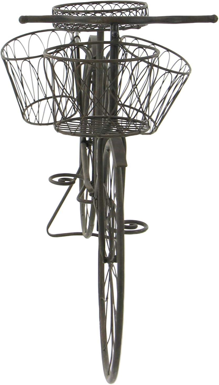 DecMode Vintage Turquoise/Red 3 Tier Bicycle Inspired Metal Plantstand, 54"W x 32"H