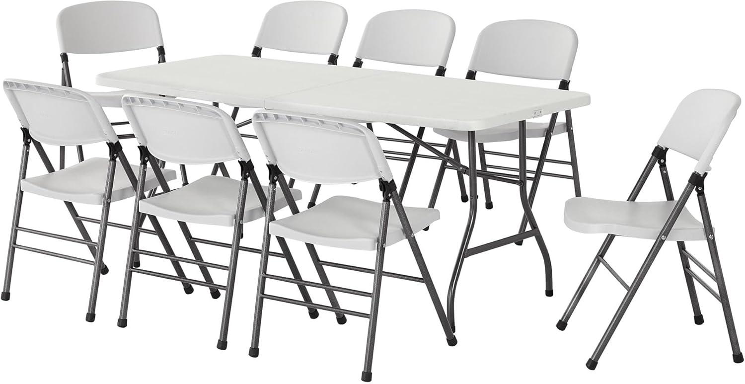 COSCO Commerical Plastic Folding Chairs, 4-Pack, White Speckle