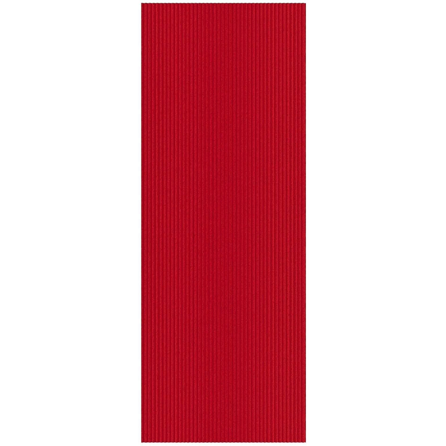 Ottomanson Hallway Runner Waterproof Non-Slip Rubberback 2x6 Indoor/Outdoor Utility Rug, 2' x 6', Red