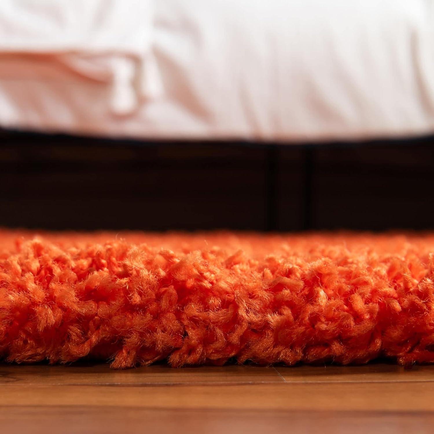 Unique Loom 5' 0 x 8' 0 Solid Shag Tiger Orange Area Rug