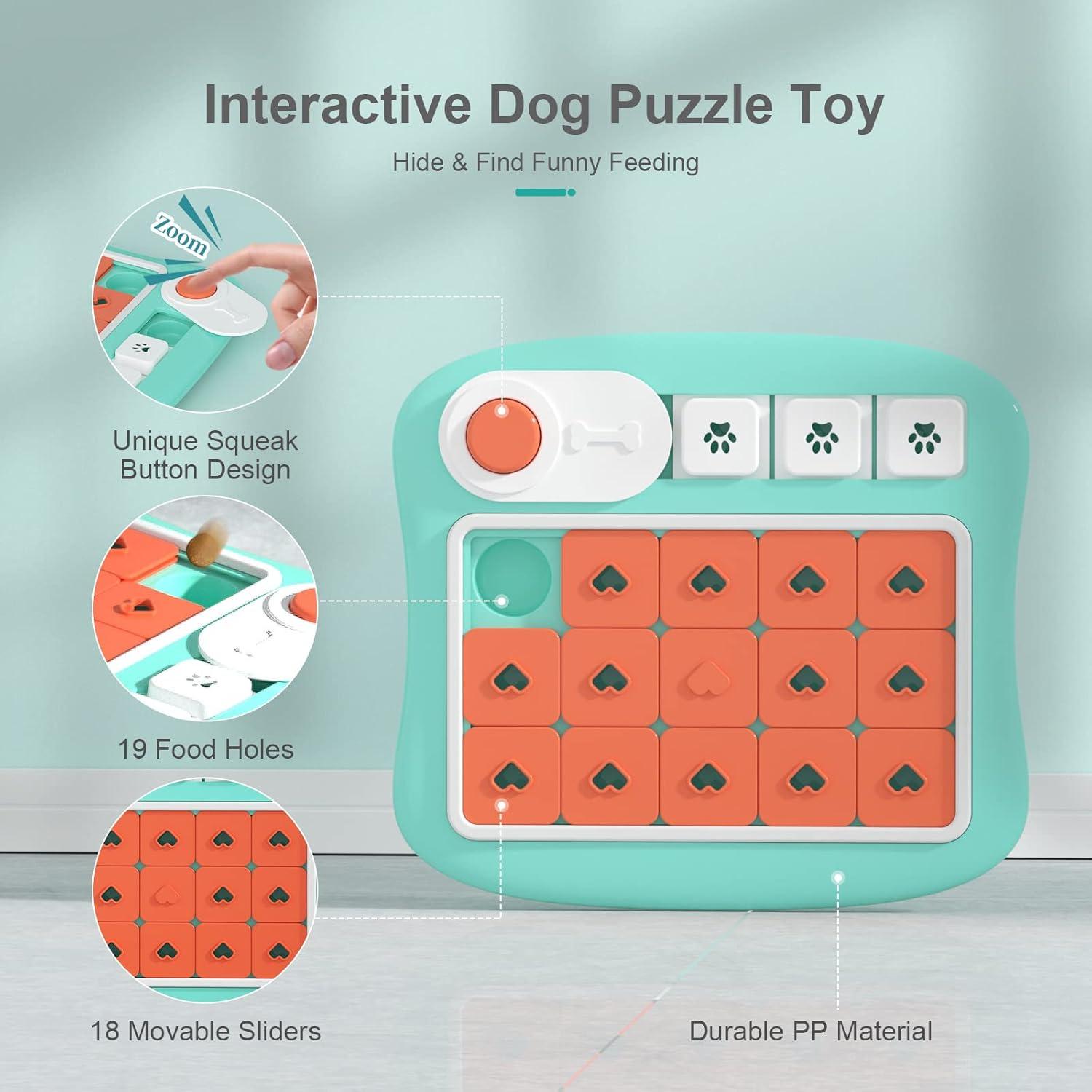 Dog Puzzle Toys,Interactive Dog Treat Puzzle for Iq Training, Dog Puzzle Toy for Dogs with Squeaky Dog Button Design