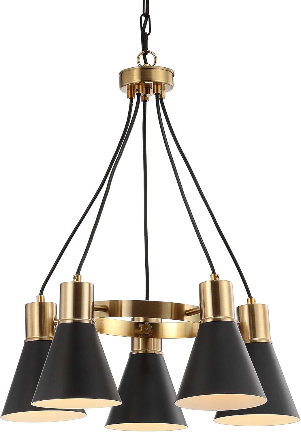 Markle 22" 5-Light Metal LED Chandelier, Black/Brass Gold