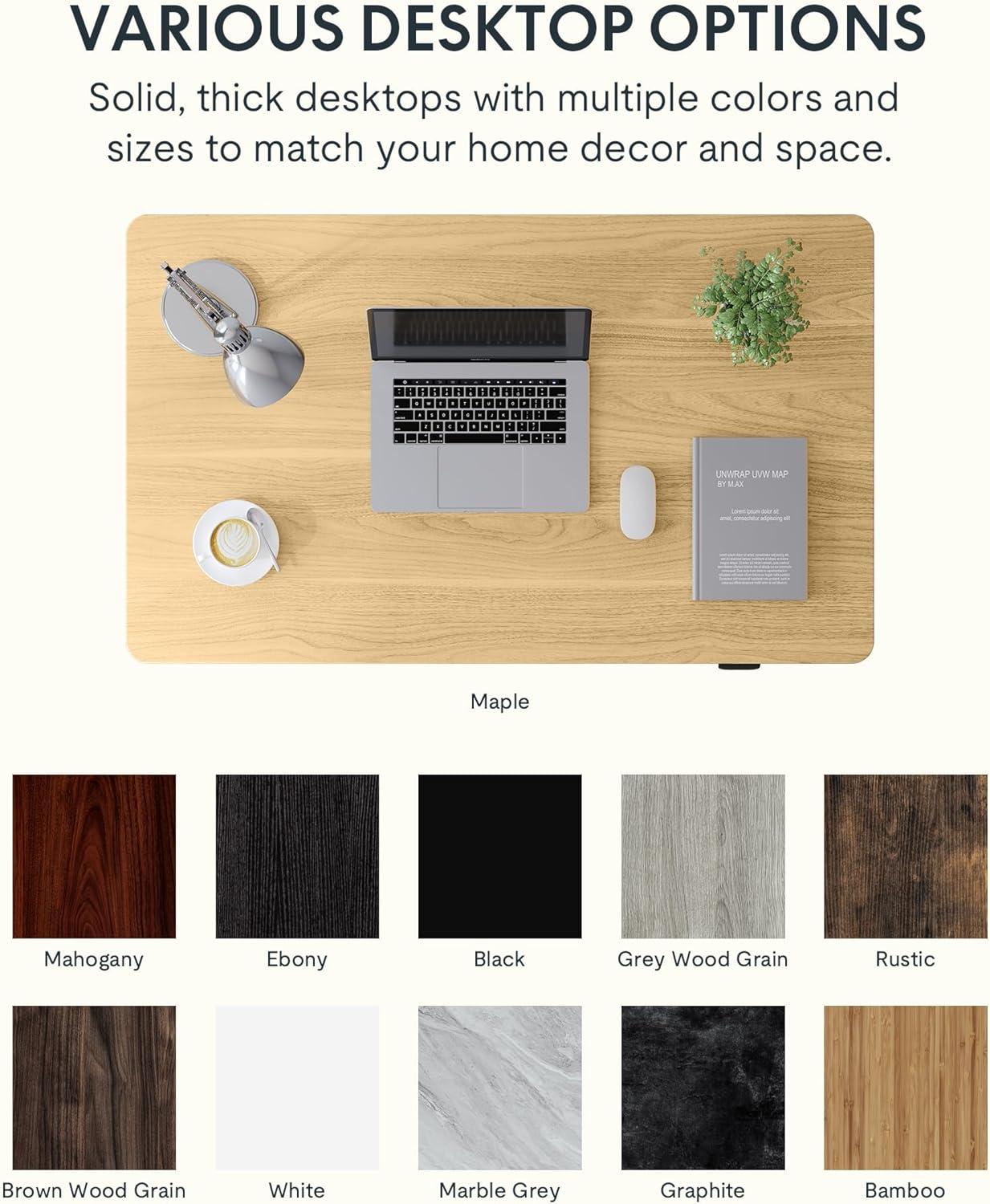 FLEXISPOT EN1 Whole-Piece Standing Desk 40" x 24" Electric Small Desk Height Adjustable Desk Sit Stand Desk Home Office Table (Black Frame + Maple Top, 2 Packages)