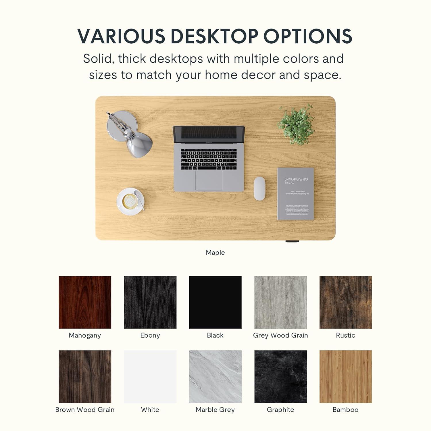 FLEXISPOT EN1 Whole-Piece Standing Desk 40" x 24" Electric Small Desk Height Adjustable Desk Sit Stand Desk Home Office Table (Black Frame + Maple Top, 2 Packages)