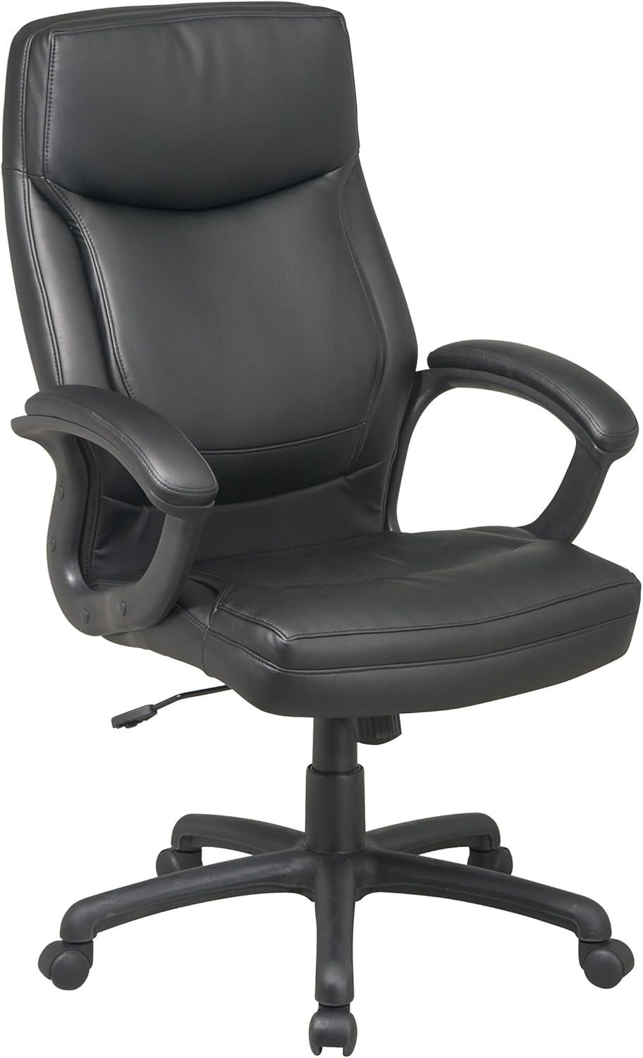 High-Back Black Eco Leather Executive Chair with Metal Base