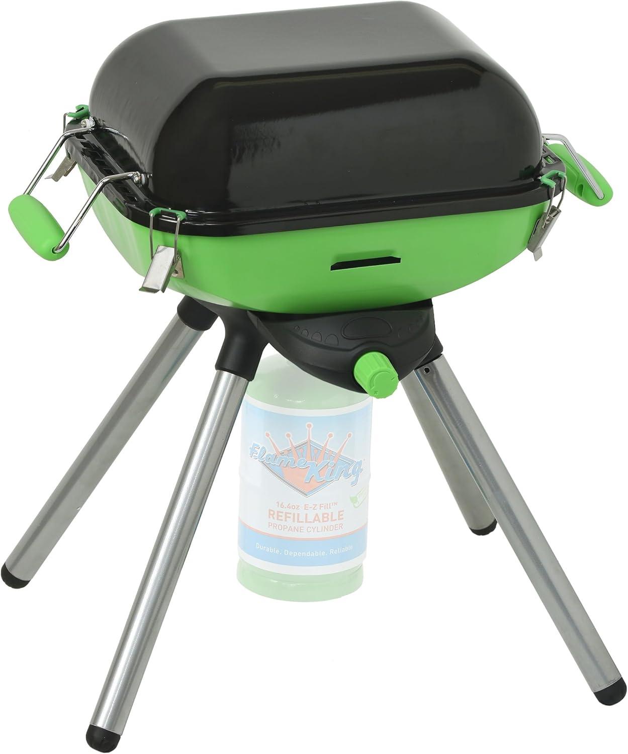 Flame King Multi-Function Portable Propane BBQ Grill Camp Stove, 9.5 x 12 Inch Cooking Surface