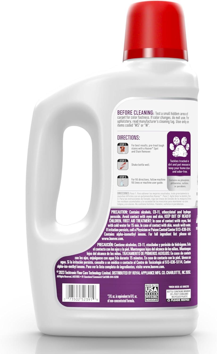 Hoover Hoover Oxy Pet Urine & Stain Eliminator Carpet Cleaning Shampoo, Concentrated Machine Cleaner Solution, 116 Fl Oz Formula, White, Ah31938