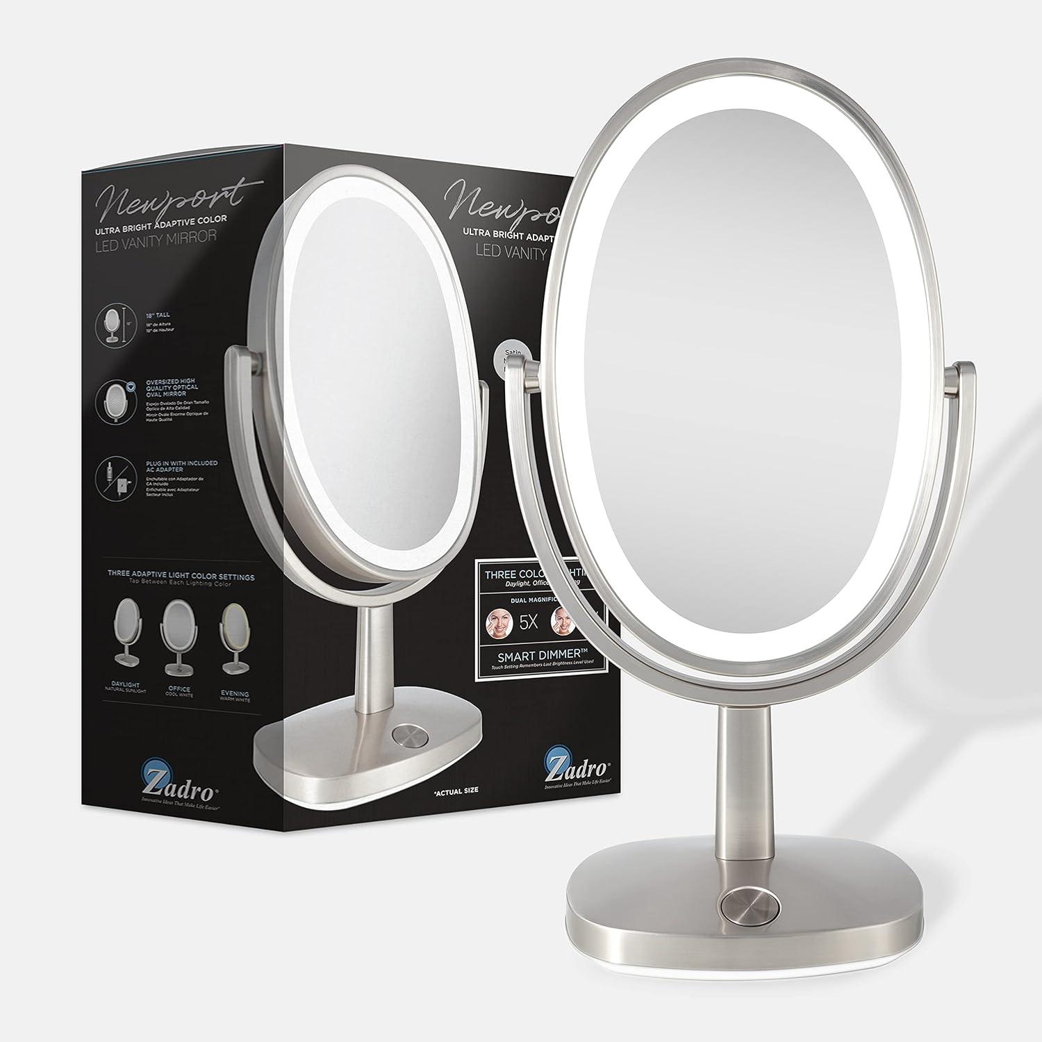 Zadro Newport LED Lighted Makeup Mirrors w/ Magnification & Touch Pad