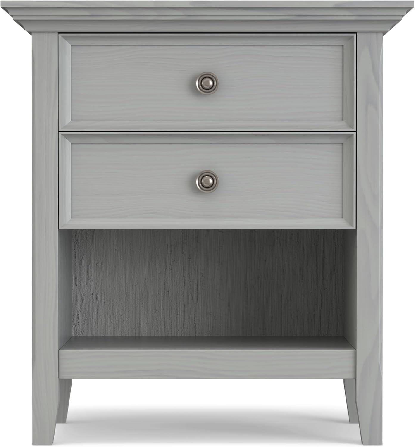 Simpli Home Amherst Solid Wood Bedside Table In Fog Grey