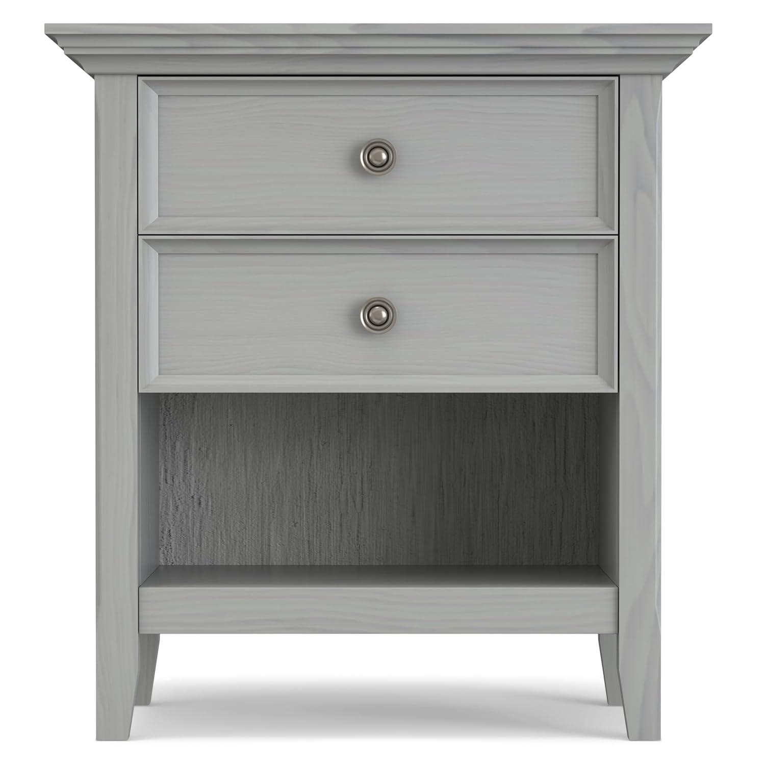 Simpli Home Amherst 24"W 2-Drawer Solid Wood Nightstand with Open Shelf
