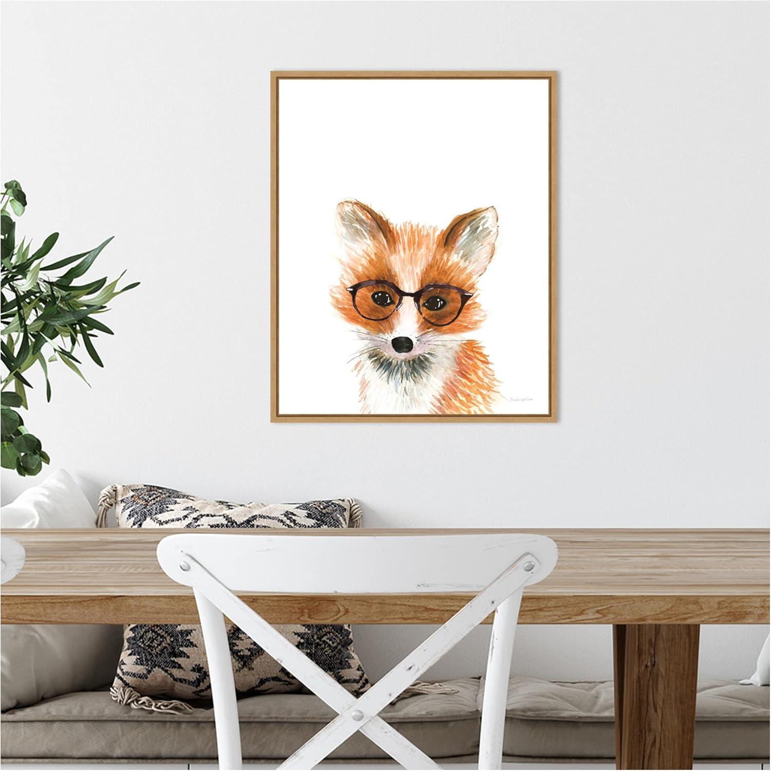 16"x20" Fox in Glasses Artwork by Mercedes Lopez Charro: Vertical Lithograph, Amanti Art