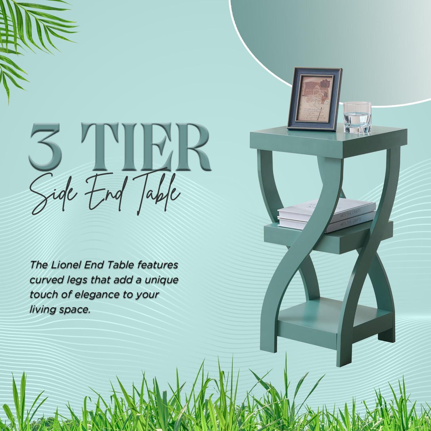 Lark Manor™ Aurianne 3 Tier End Table - Square End Table - Table for Bedroom - End Table with Shelves - Bedside Nightstand - Wooden Table Night Stand - 3 Shelf Small Bookshelf