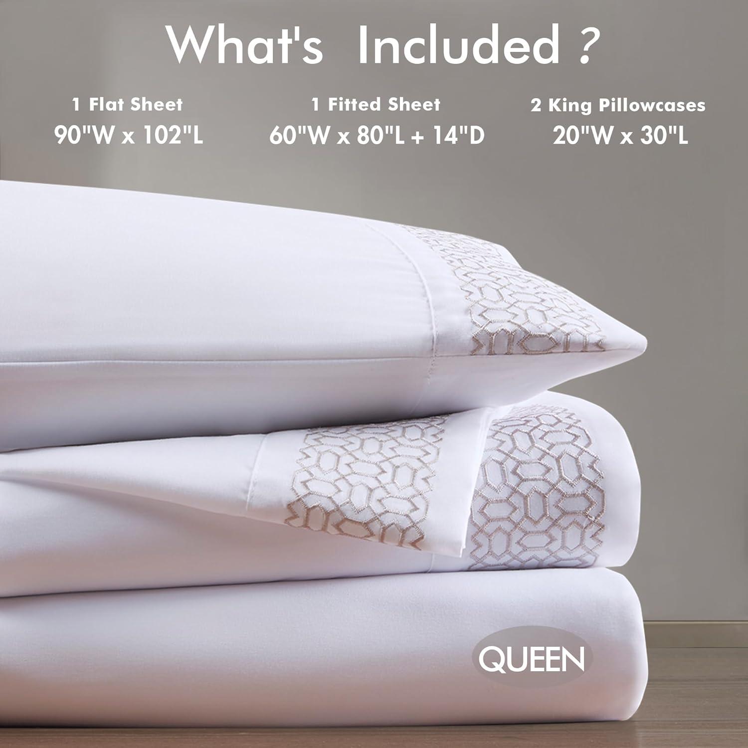 Embroidered Microfiber 4 PC Sheet Set