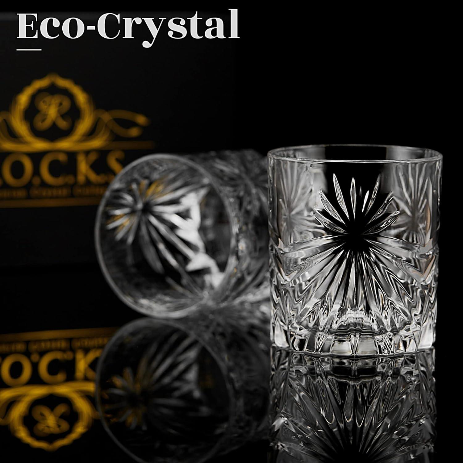 Crystal Whiskey Glasses - Set of 2 Soleil Glass Tumblers (10.7oz)