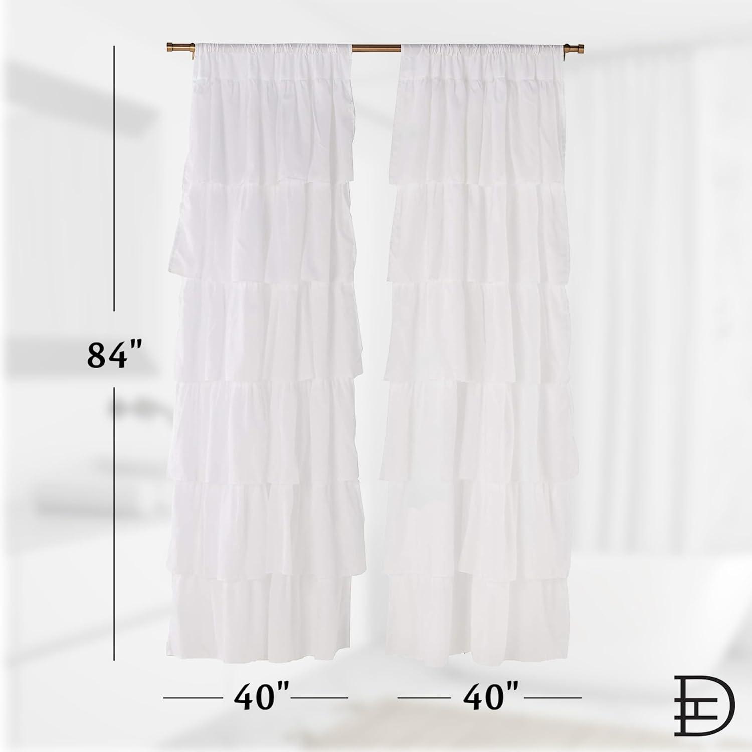 Mcgregor White Rod Pocket Header Pleated Layer Curtains for Living Room, Bedroom 84" x 40" Curtain