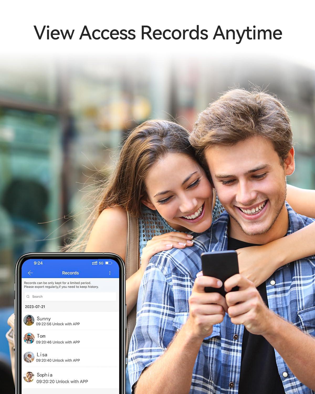 Smart Door Lock Fingerprint, Keyless Entry Door Lock With Handle, APP/IC Cards/Codes/Keys/Fingerprints Biometric Electronic Keyless Entry Lock For Bedroom Home Hotel Office