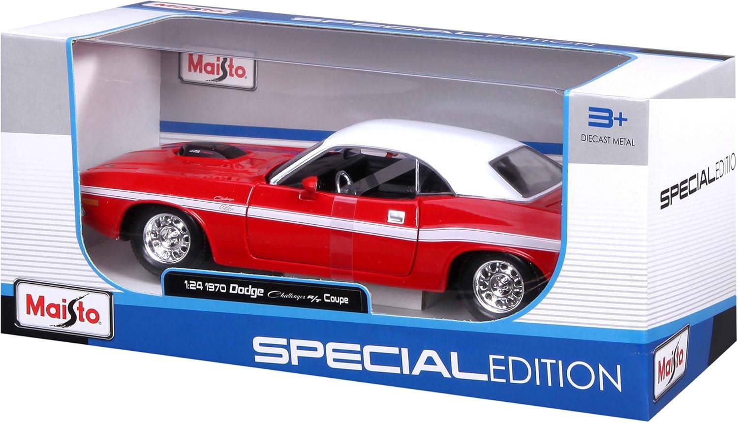 Red and White 1:24 Diecast 1970 Dodge Challenger Model Car