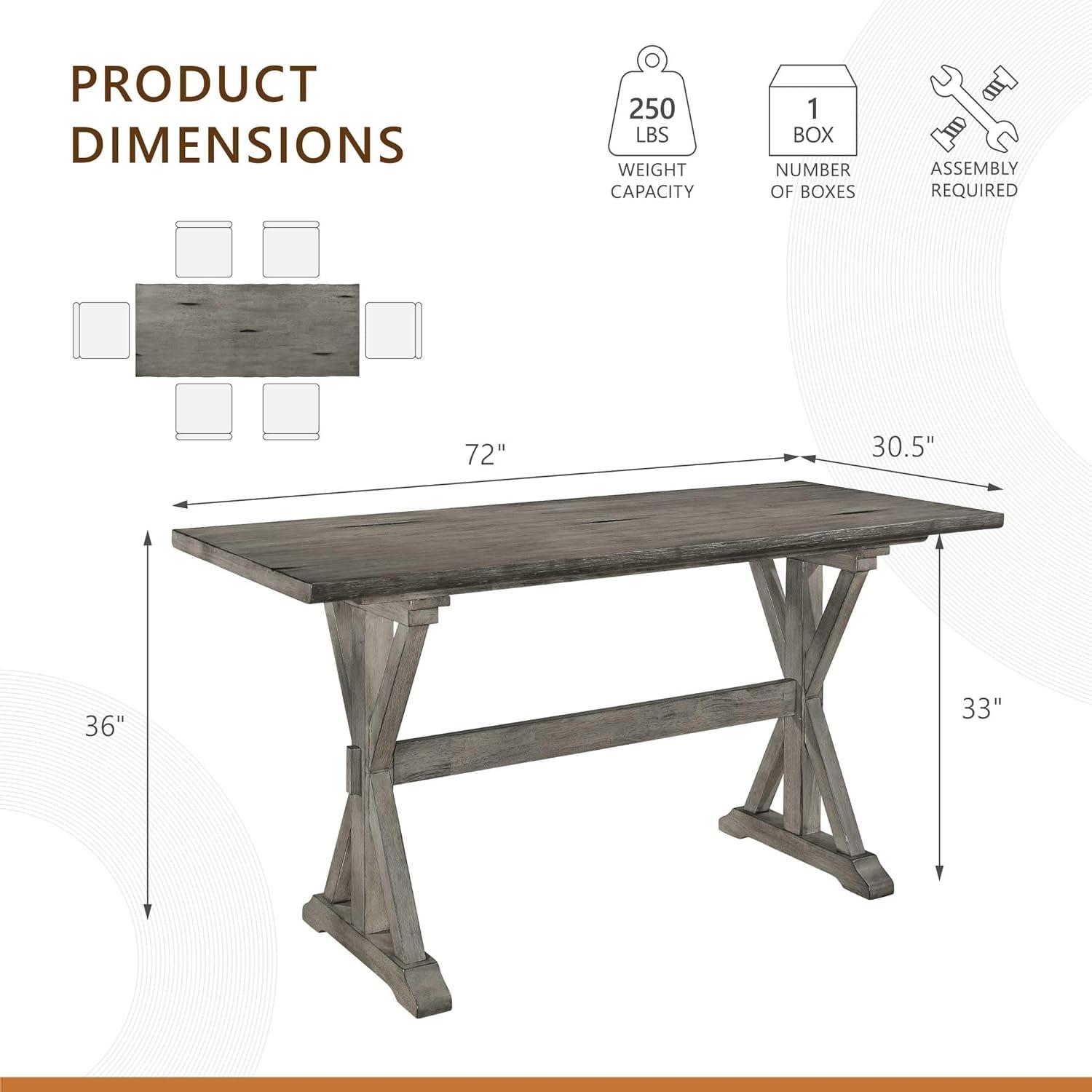 Lexicon Amsonia Solid Wood Counter Height Dining Room Table in Distressed Gray