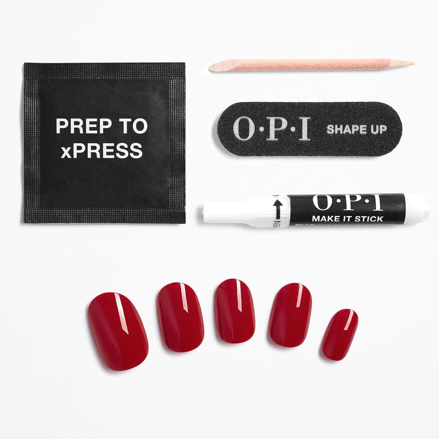 OPI xPRESS/ON Press on Nails | Short Round Classic Shape Nail Art | Dark Colors | 30 Count With Glue | Instant Gel-Like Salon Manicure | Long Lasting, Reusable, Non-damaging