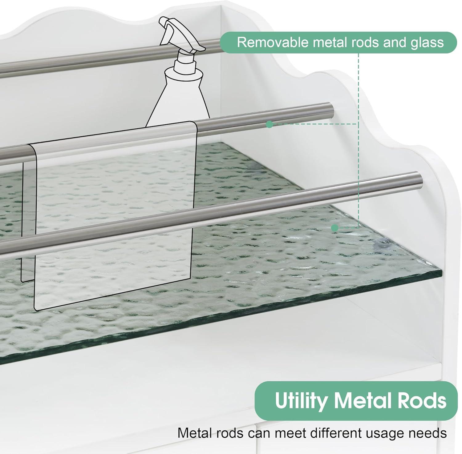 BarberPub Salon Trolley Makeup Organizer with Drawer and Cabinet