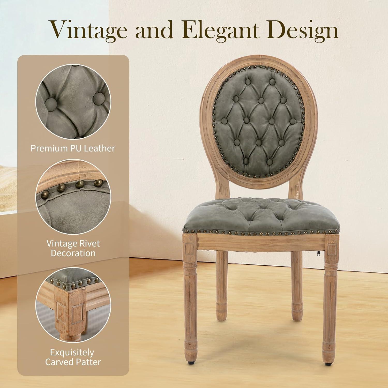 One Allium Way® French Style Vintage Solid Wood Upholstered Dining Chair (Set of 6)