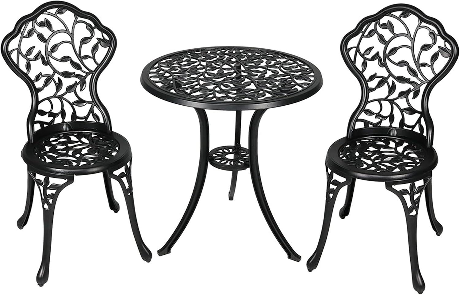 Fleur De Lis Living Patio Bistro Set.Rust-Resistant Cast Alumin...