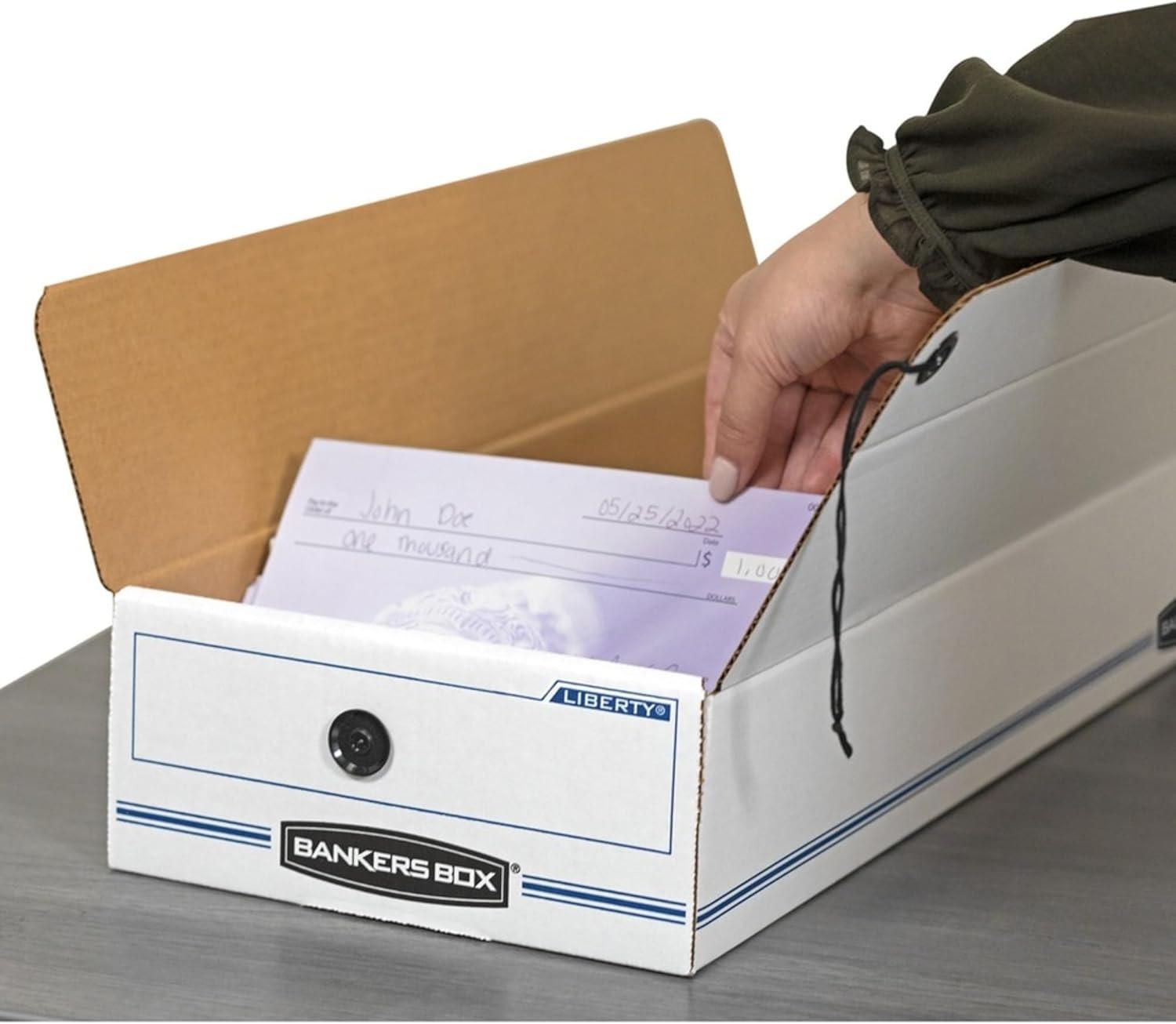 Bankers Box® Liberty Check/Deposit Slip Storage Box, 9 x 23 x 4, WE/BE, 12/Carton