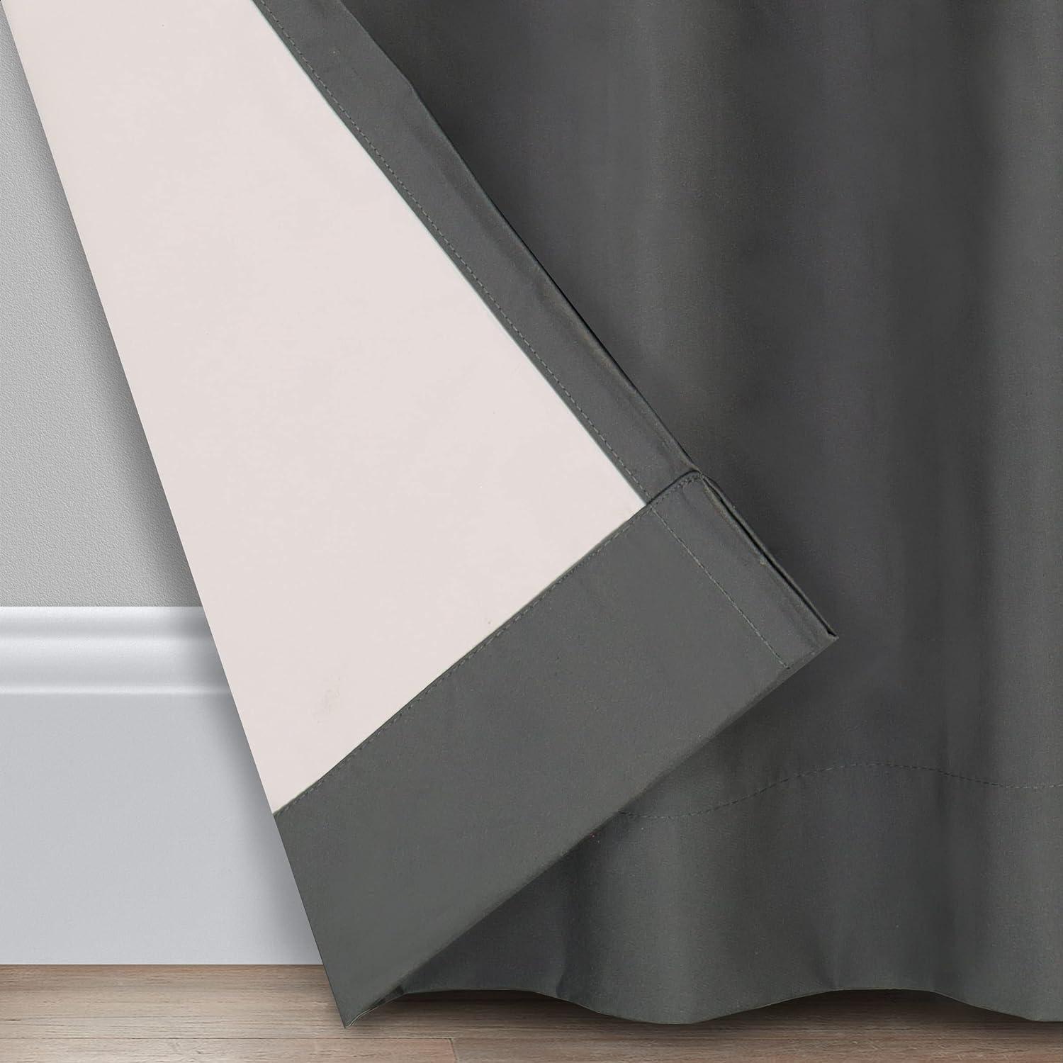 Smoke Gray Polyester Blackout Grommet Window Curtains