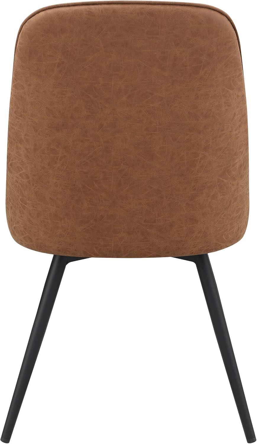 OSP Home Martel Faux Leather Swivel Chair with Black Legs in Sand Brown