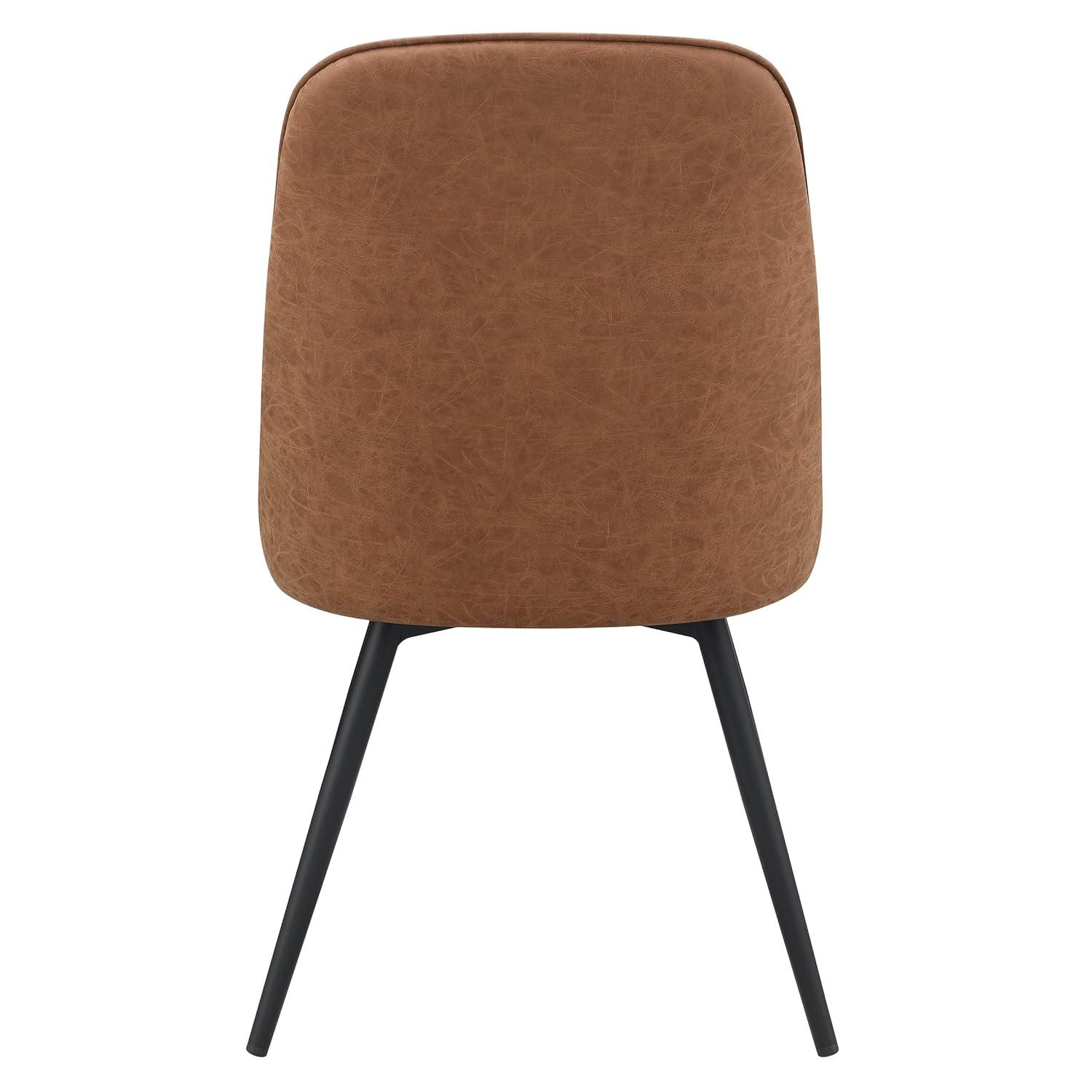 OSP Home Martel Faux Leather Swivel Chair with Black Legs in Sand Brown