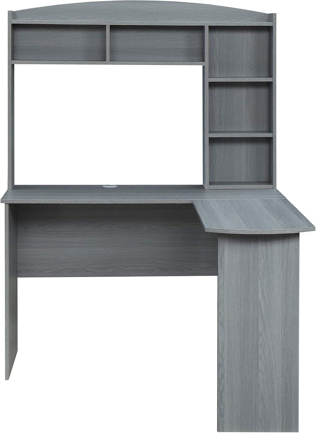 Modern L Shaped Desk with Hutch Gray - Techni Mobili