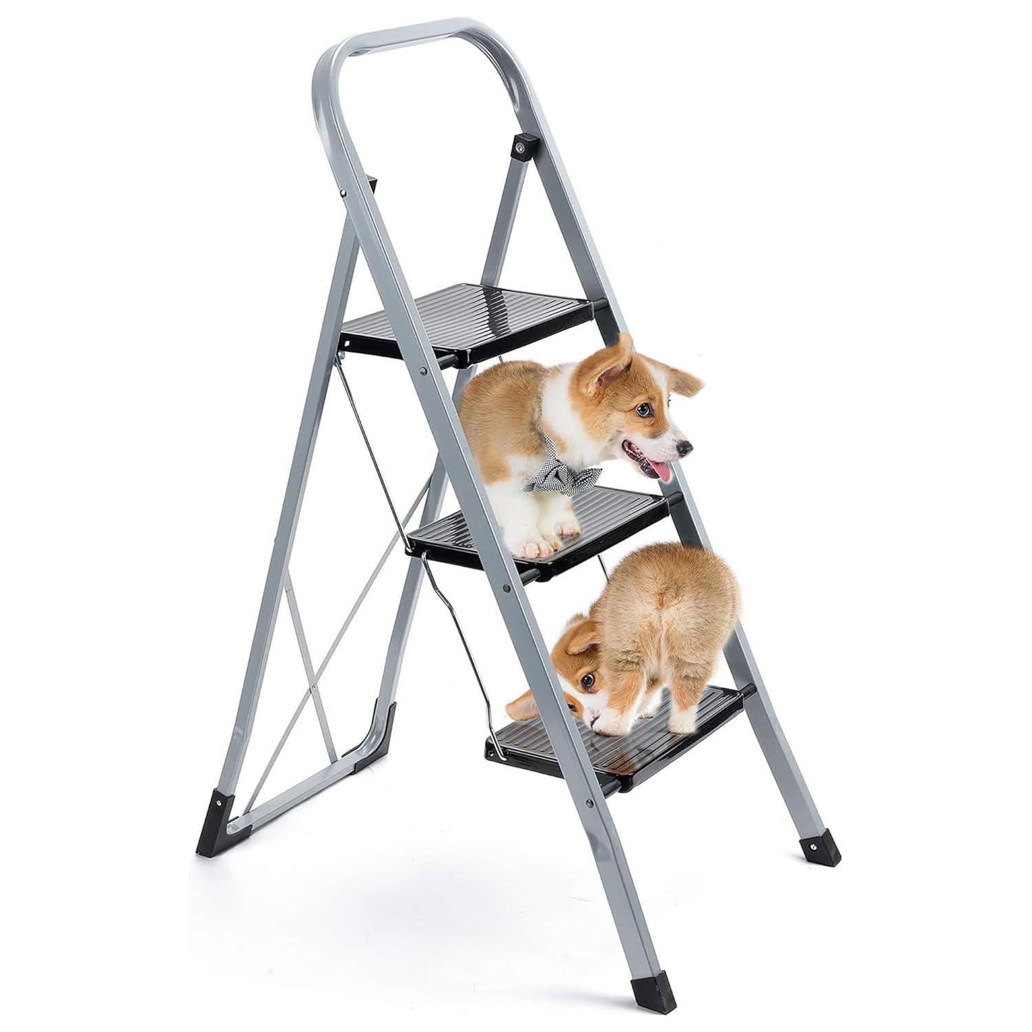 Delxo 3 - Step Steel Lightweight Folding Step Ladder