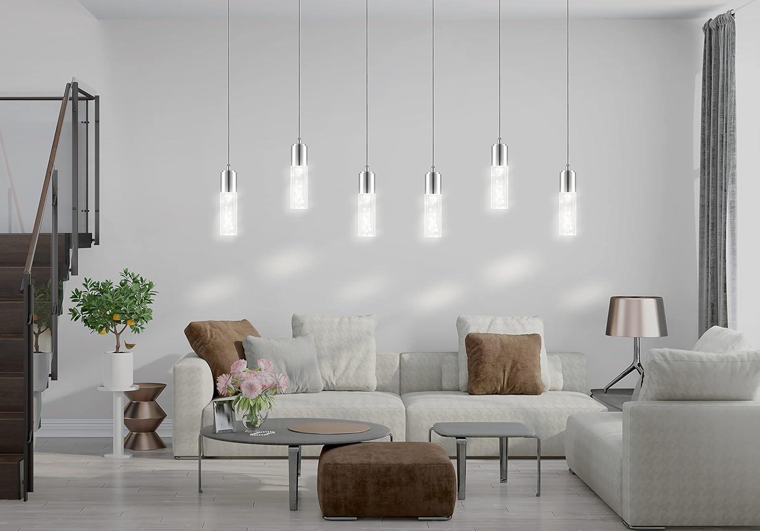 Bolha 4.75" 1-Light Bubble Acrylic/Iron Modern Minimalist Integrated LED Pendant, Chrome