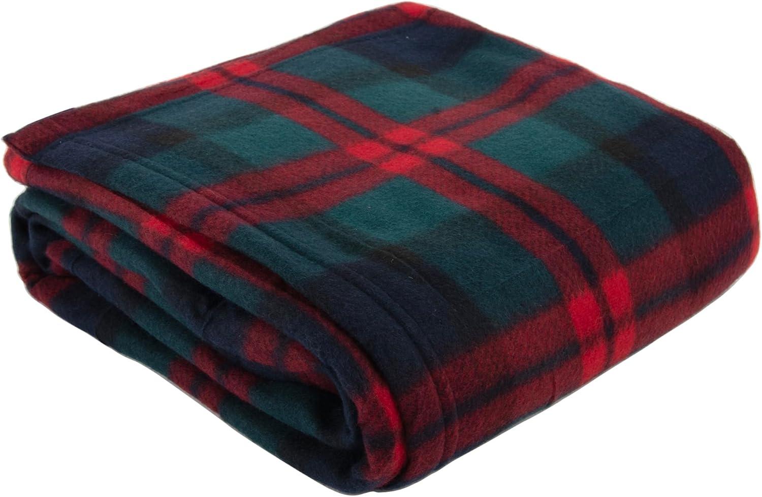 Single Plaid Color 60?L x 50?W Fleece Throw Blanket for Fall, Winter, Spring, Summer, Men, Women, Children & Pets in Red & Green Plaid