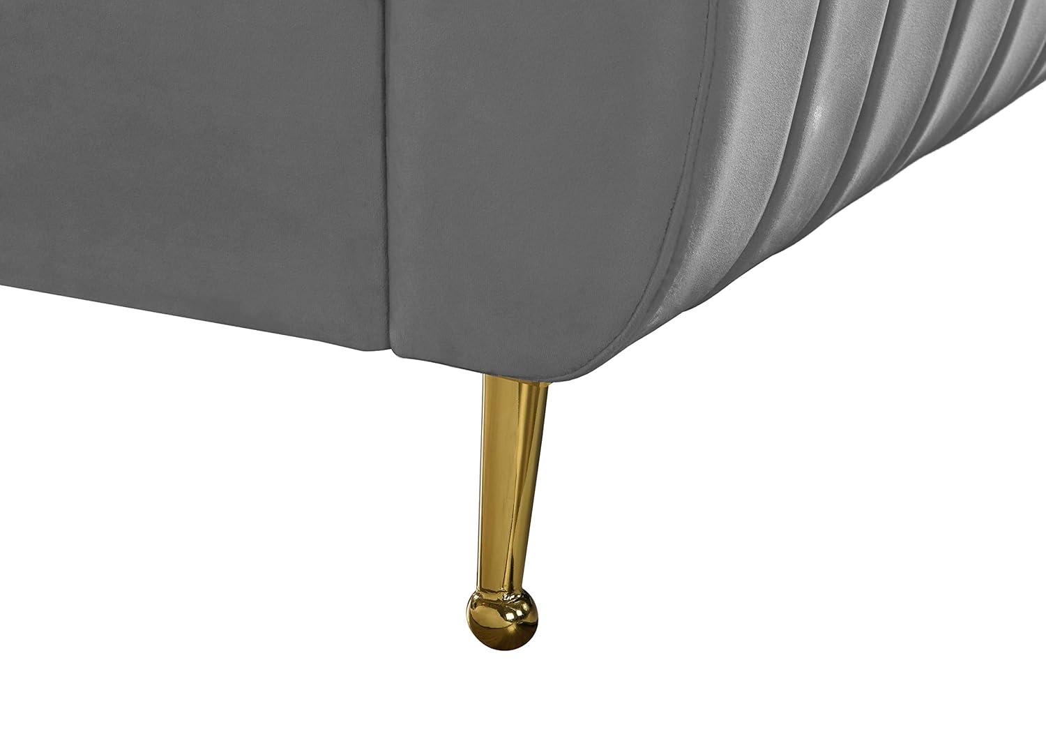 Meridian Furniture Zara Contemporary Gray Velvet Queen Bed